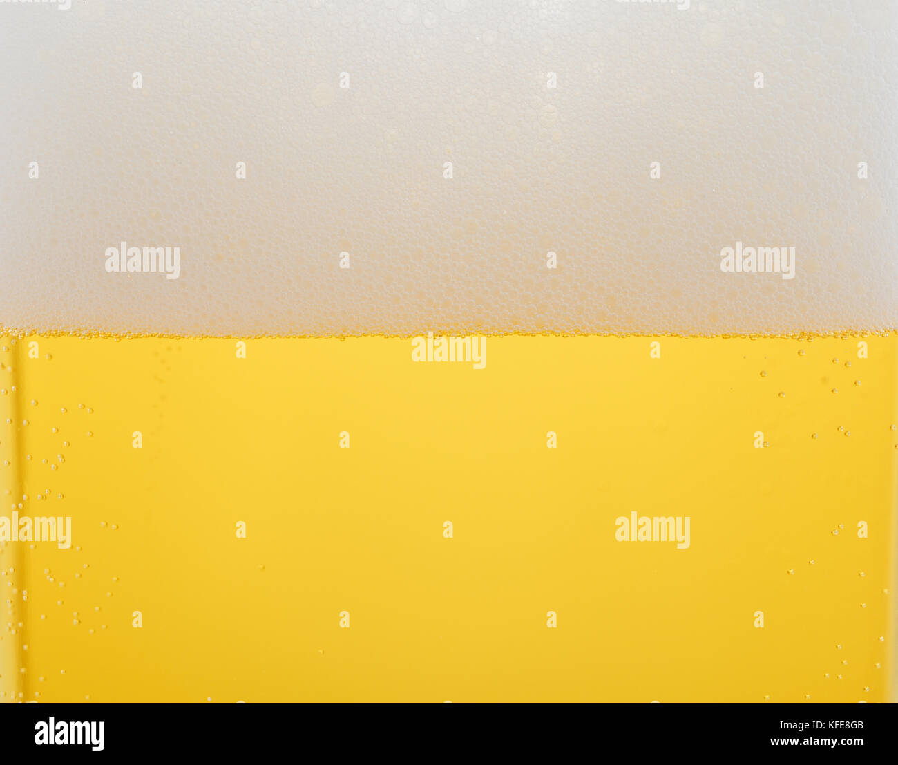 Ein Glas Pilsener detail. closeup auf das Bier Schaum und Blasen Stockfoto