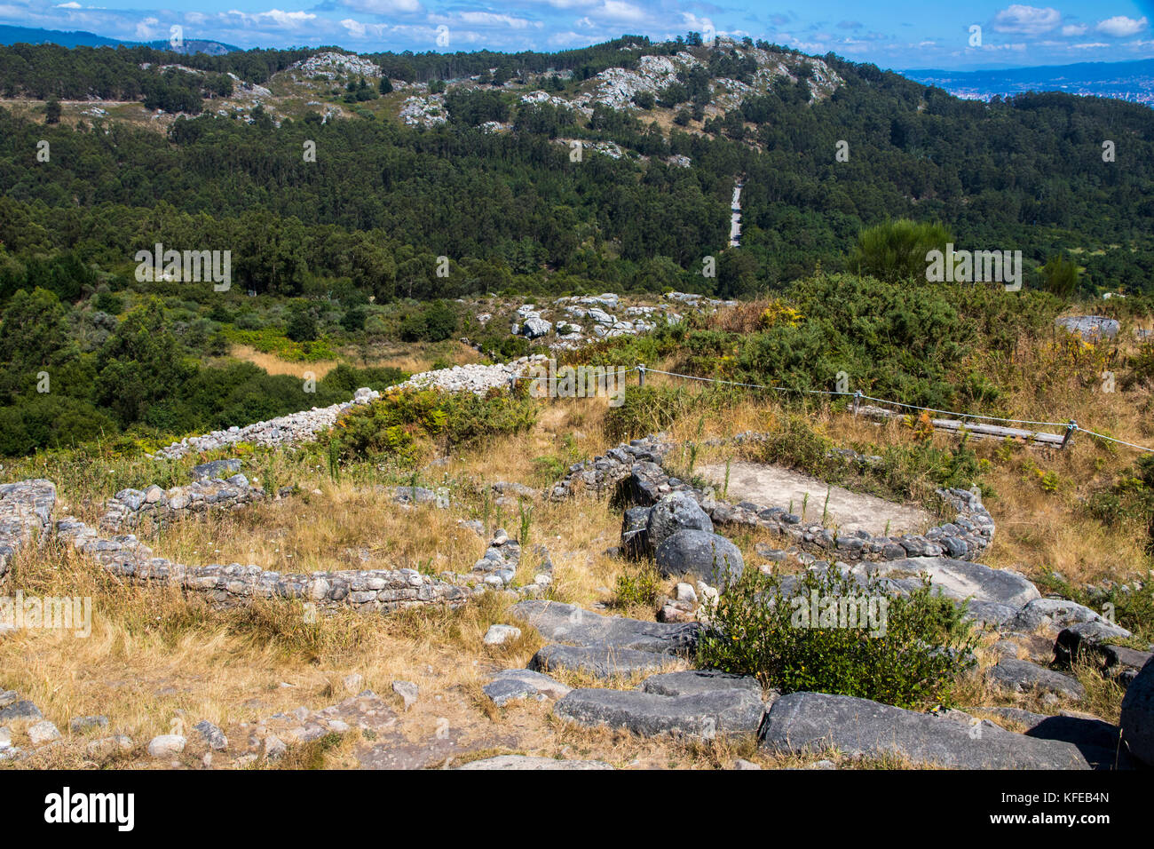 Die alten keltischen Castro in Monte do Pousada, ein vor-Römischen Siedlung in Cangas, Galizien, Spanien Stockfoto