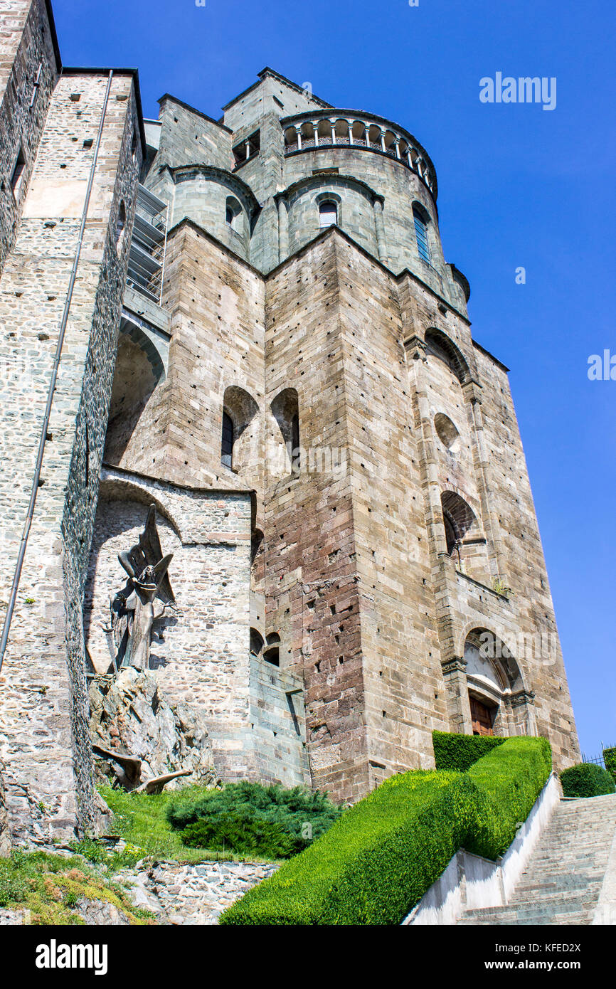 Die Sacra di San Michele, einem religiösen Komplex auf pirchiriano in der Nähe von Turin, Italien Stockfoto