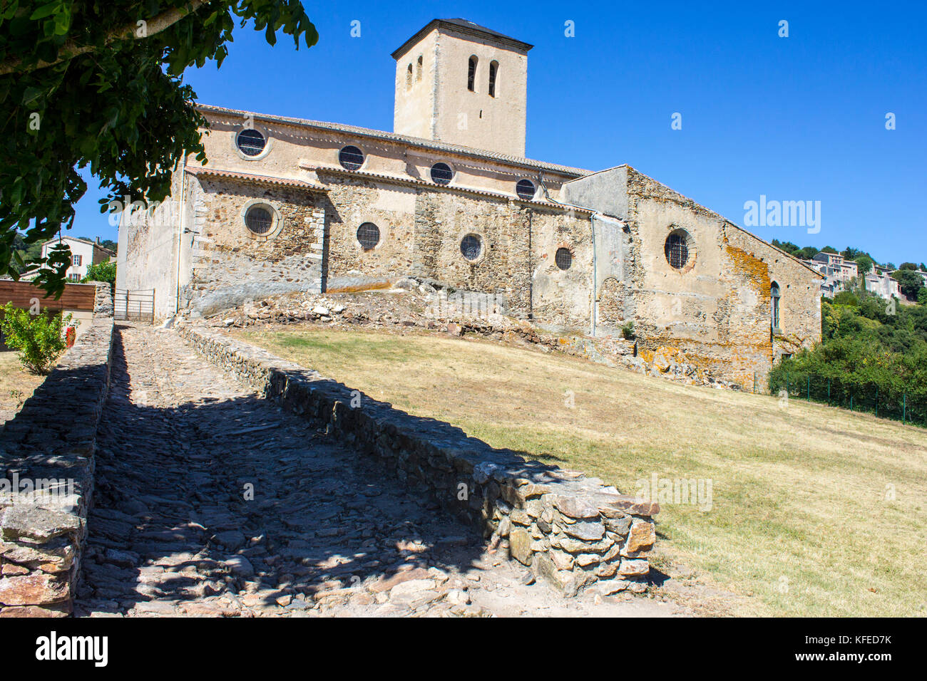 Das Chateau de Saissac, eine Burgruine und eine der sogenannten Katharer Burgen, nordwestlich von Carcassonne, Frankreich Stockfoto