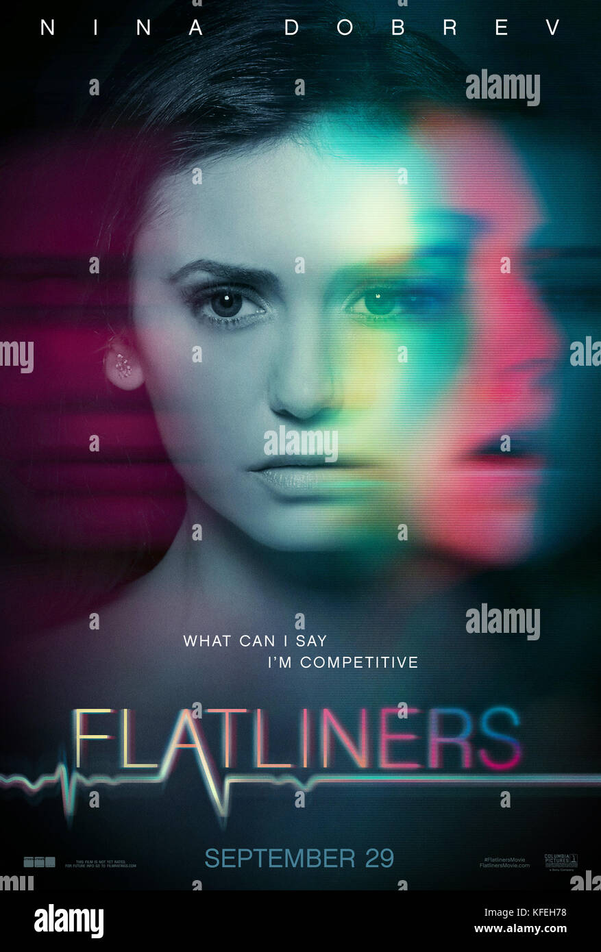 ERSCHEINUNGSDATUM: 29. September 2017 TITEL: Flatliners STUDIO: Columbia Pictures. Regie: Niels Arden Oplev. Handlung: Fünf Medizinstudenten, besessen von dem, was jenseits der Grenzen des Lebens liegt, begeben sich auf ein gewagtes Experiment: Indem sie ihre Herzen für kurze Zeit anhalten, löst jedes eine Nahtoderfahrung aus - und geben ihnen einen ersten Bericht über das Jenseits. Hauptdarstellerin: Plakat Art NINA DOBREV als Marlo. (Bild: © Columbia Pictures/Entertainment Pictures) Stockfoto