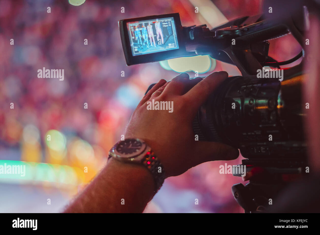 Für eine Veranstaltung mit einer Videokamera Stockfoto