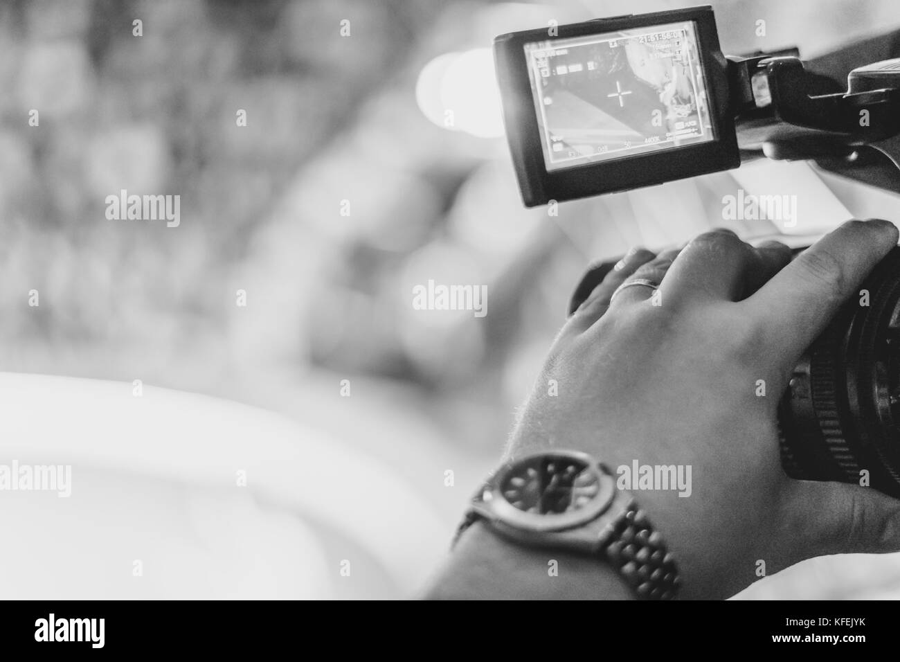 Für eine Veranstaltung mit einer Videokamera Stockfoto