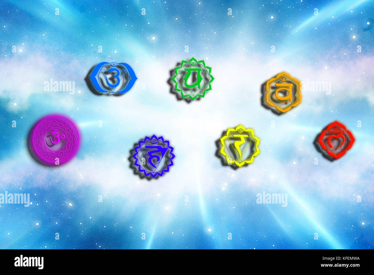 Bunte Chakra-Symbole Stockfoto