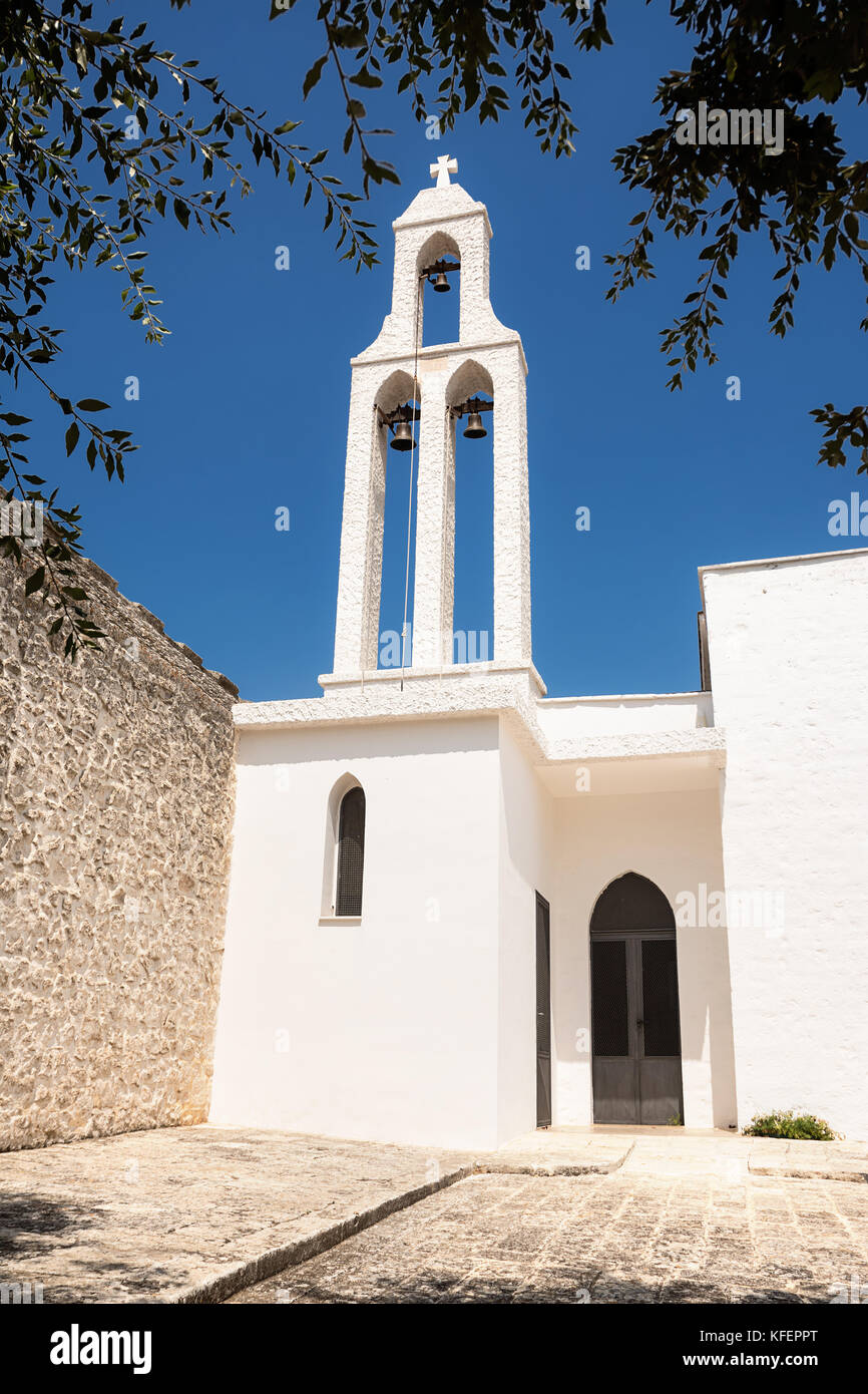 Griechischen Stil Glockenturm der Kirche der Muttergottes von Iberia in Cisternino Stockfoto