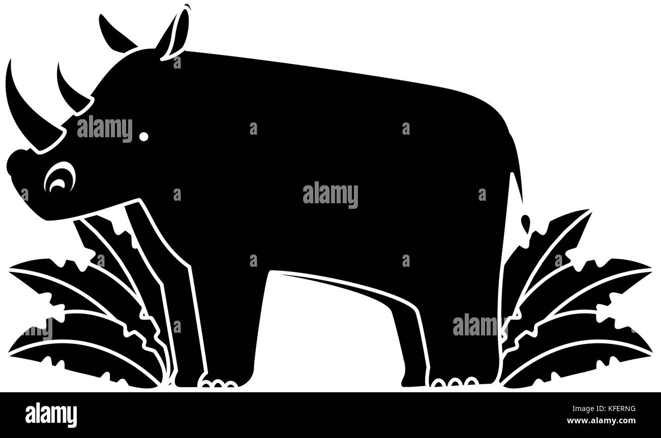 Wilde Rhinozeros mit Bush Dschungel Vector Illustration Design Stock Vektor