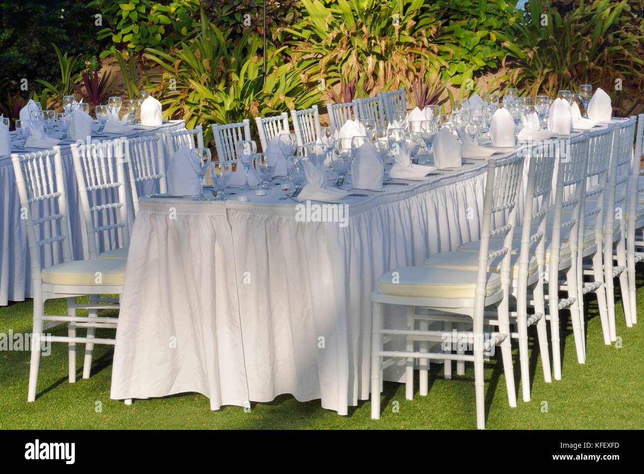 Hochzeit im Freien Tisch Stockfoto