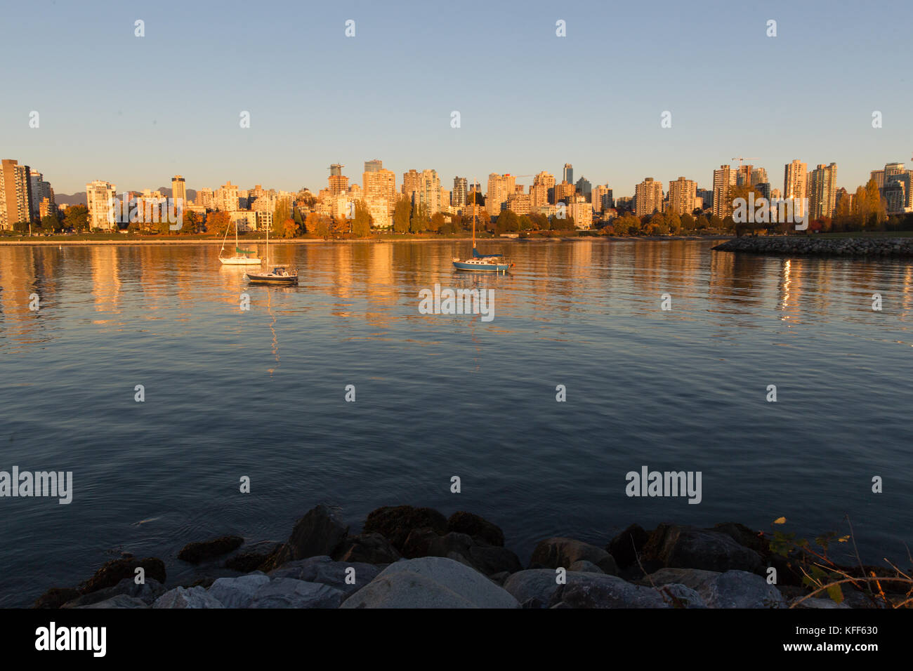 Vancouver City Skyline in der Dämmerung Stockfoto