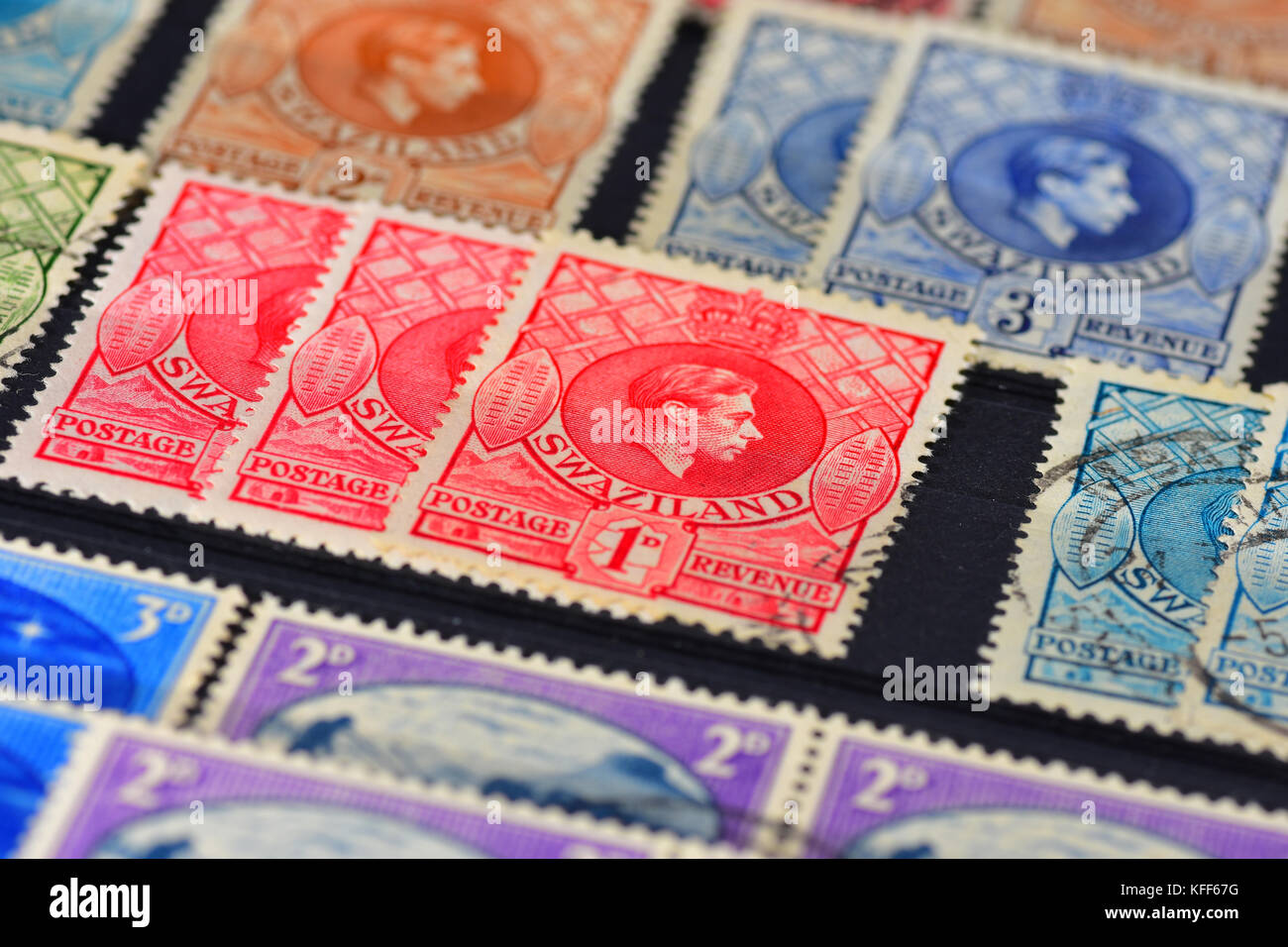 Alten Britischen Empire Briefmarkensammlung - Swasiland Stockfoto