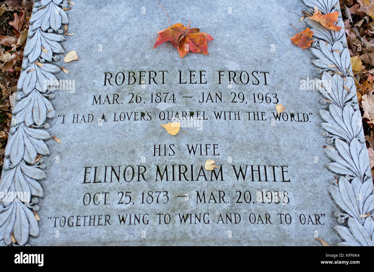 Die Grabstätte von Dichter Robert Frost, Bennington, Vermont, USA Stockfoto