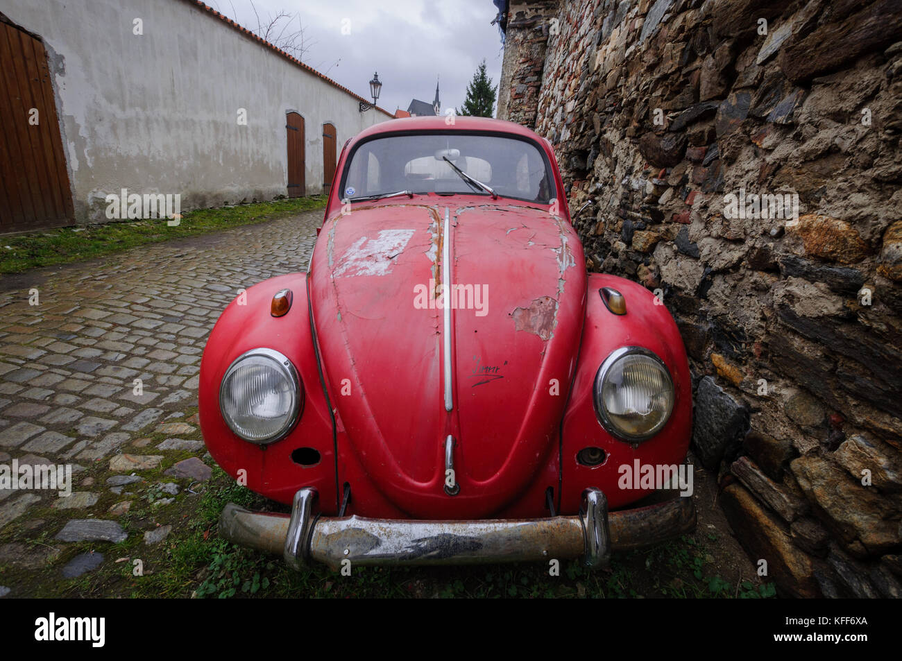 Volkswagen Beetle/roten Volkswagen Käfer Stockfoto
