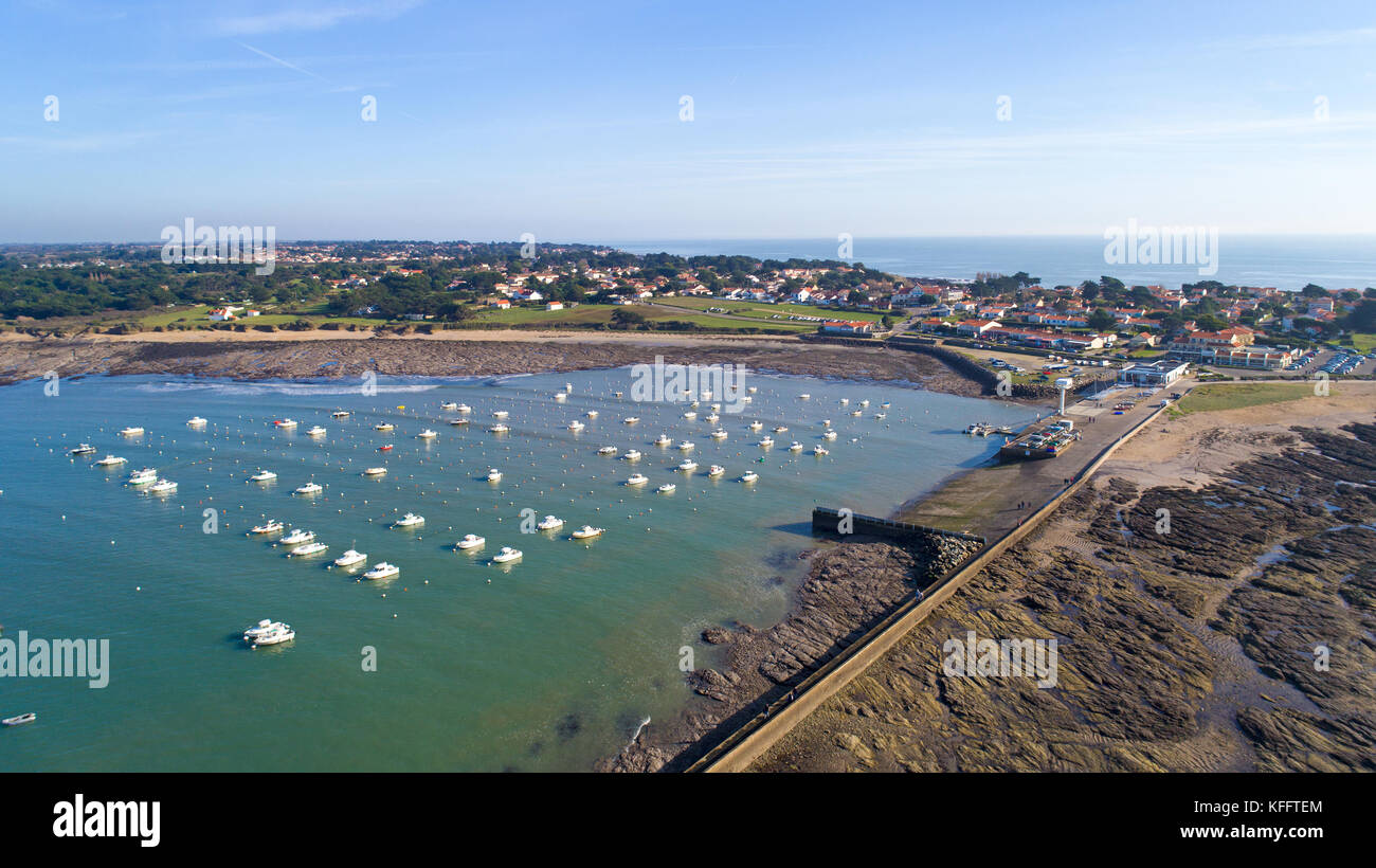 Luftaufnahme von Saint Gildas port in prefailles, Loire Atlantique Stockfoto