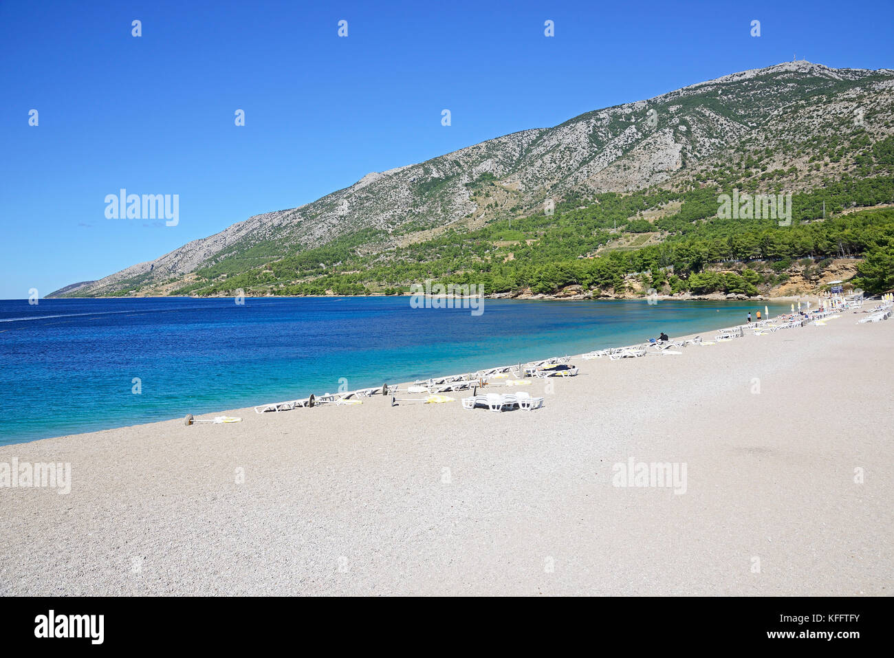 Sandstrand von der goldenen Kap von Bol, Adria, Mittelmeer, Bol, Insel Brac, Dalmatien, Kroatien Stockfoto