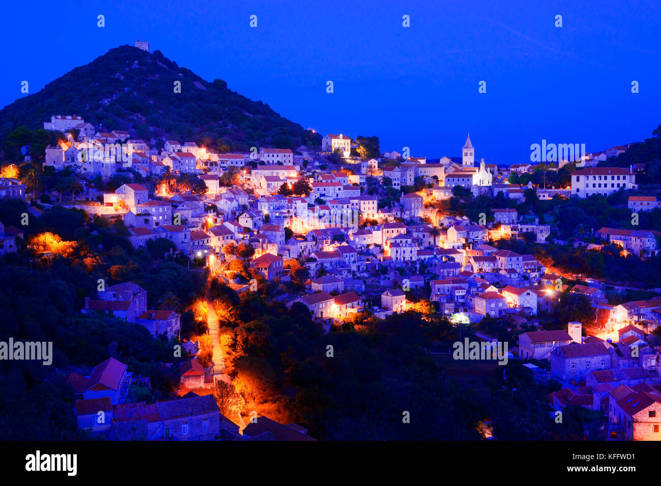 Hauptstadt der Insel Lastovo, Adria, Mittelmeer, Krk, Kvarner Bucht oder die Bucht, Kroatien Stockfoto