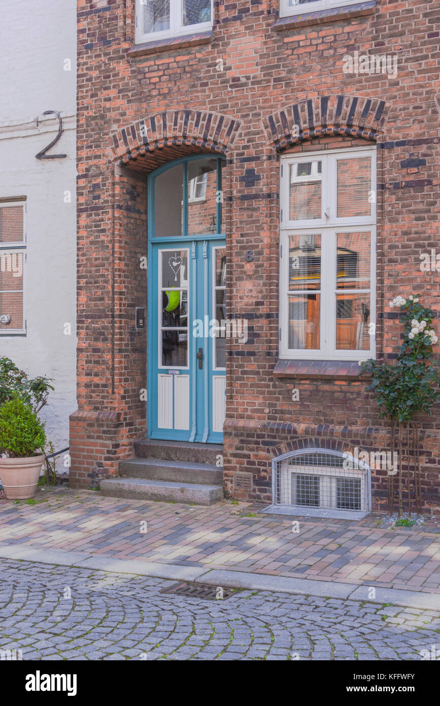 Backsteingebäude der Stadt Husum an der Nordsee, Deutschland Stockfoto