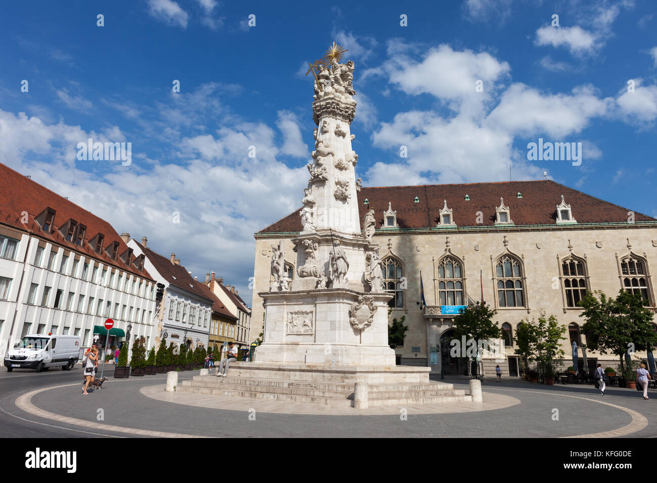 Dreifaltigkeitssäule, Statue und Quadrat (szentharomsag Ter) und ungarischen Kultur Stiftung, Budapest, Ungarn, barocke Pestsäule Stockfoto