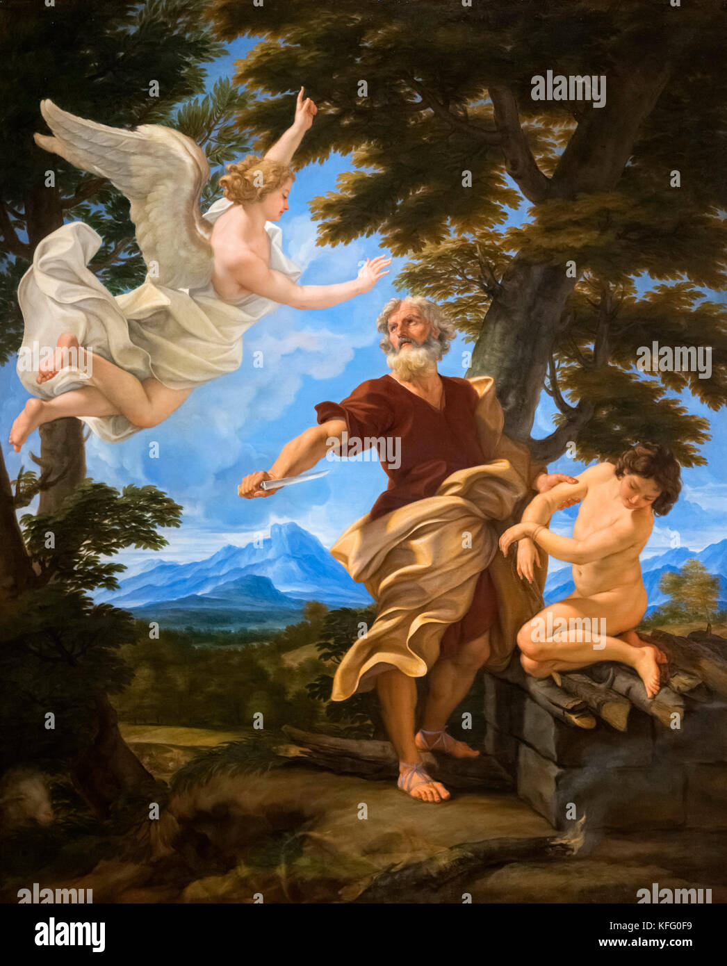 Abrahams Opfer Isaaks durch Il Baciccio (Giovanni Battista Gaulli: 1639-1709), Öl auf Leinwand, 1700 Stockfoto