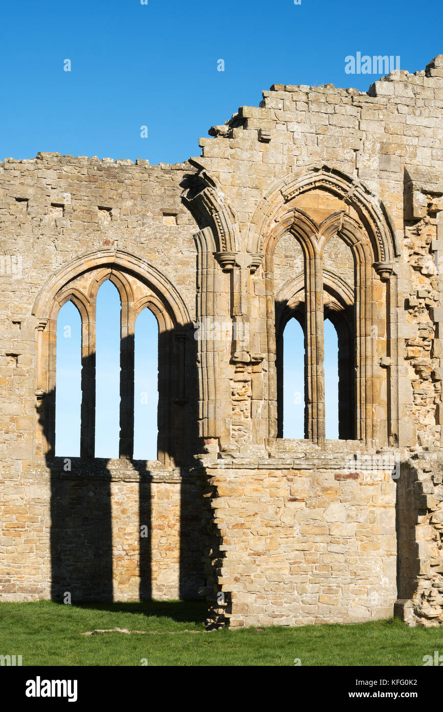 Reste der Kirche, Egglestone Abbey, Barnard Castle, Co Durham, England, Großbritannien Stockfoto