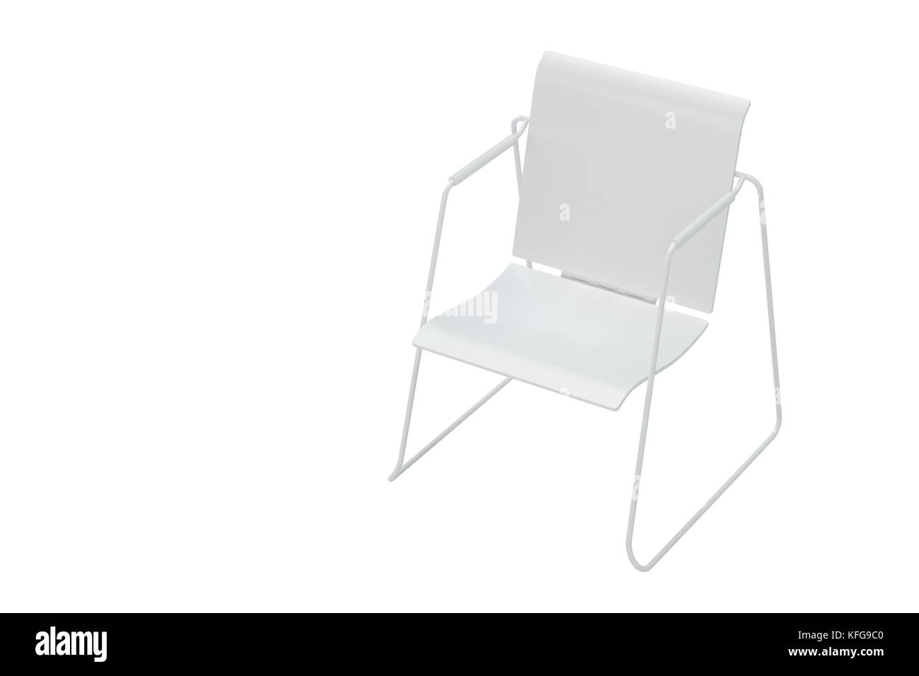 Weiß Bürostuhl in Studio isoliert. 3D-Rendering. Stockfoto