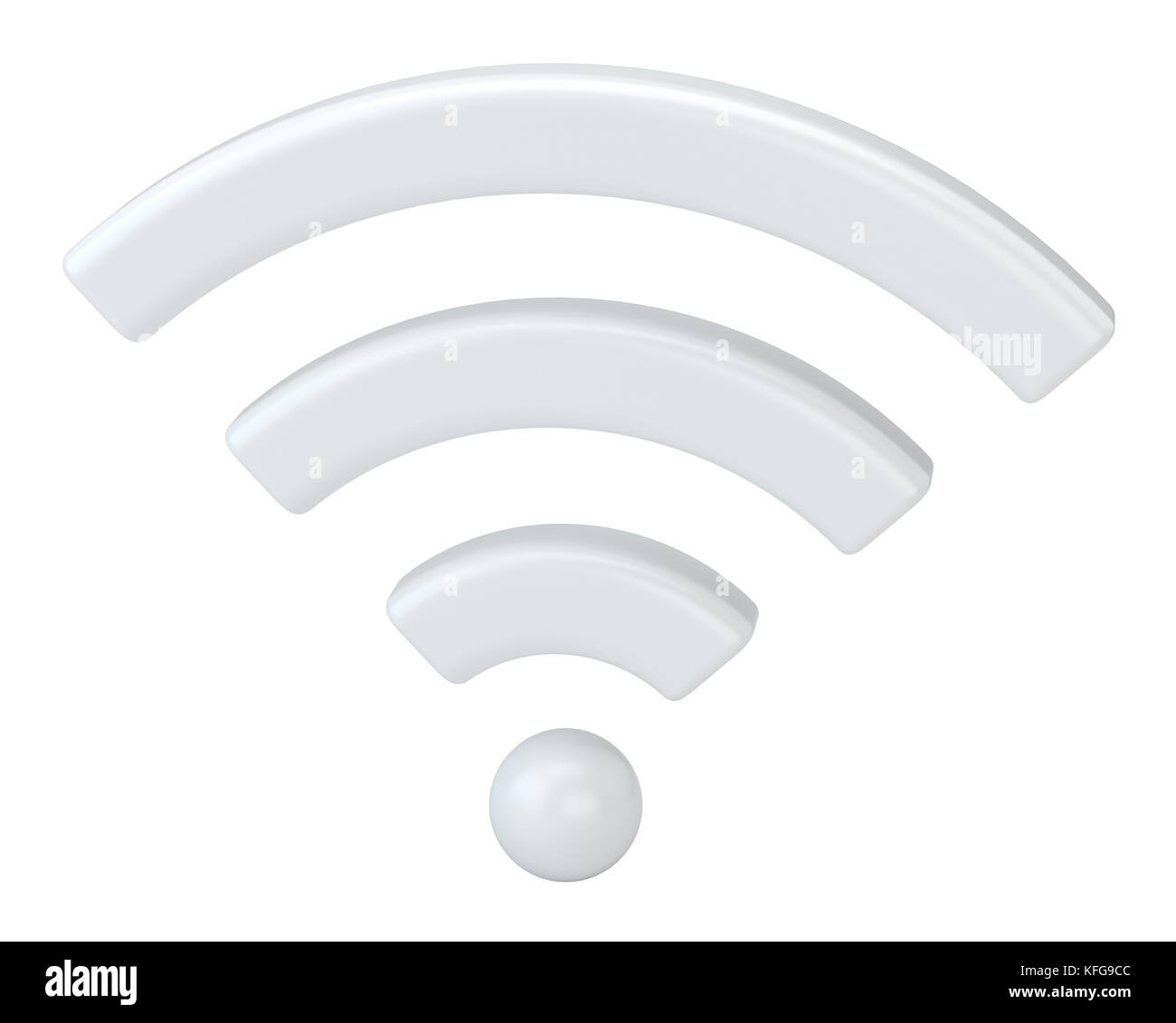 Wi-fi wireless Netzwerk symbol, 3D-Rendering auf weißem Hintergrund. Stockfoto