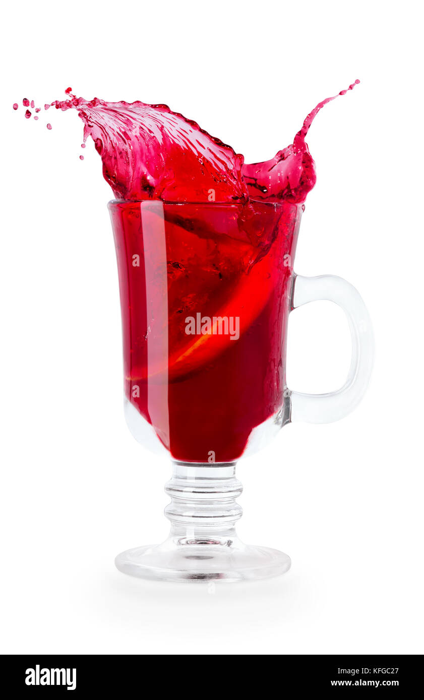 Glühwein mit Splash Stockfoto