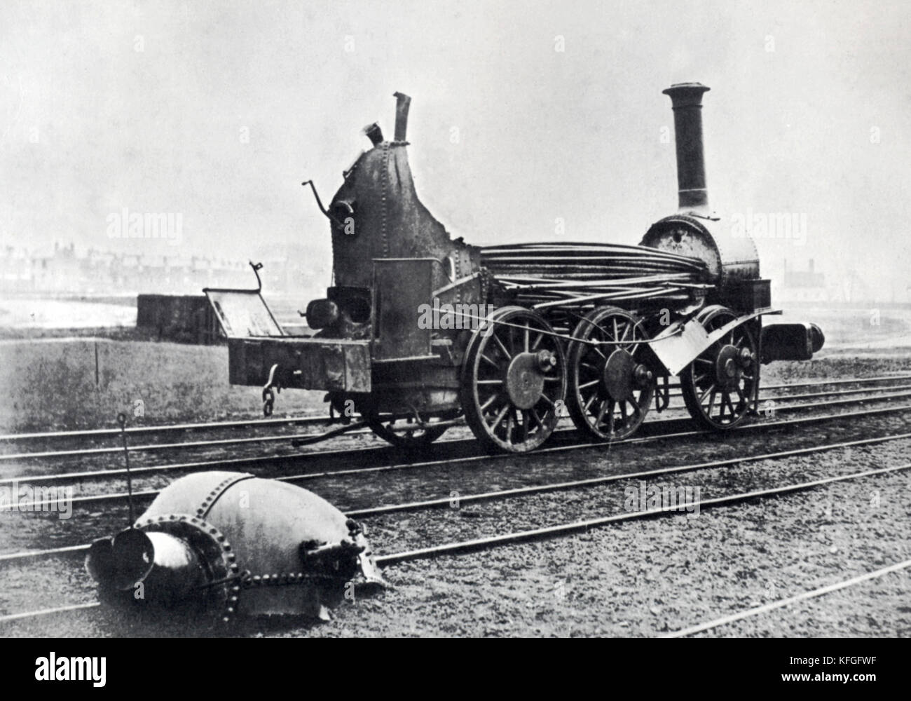Dampflokomotive Kessel Explosion, 1850 Stockfoto