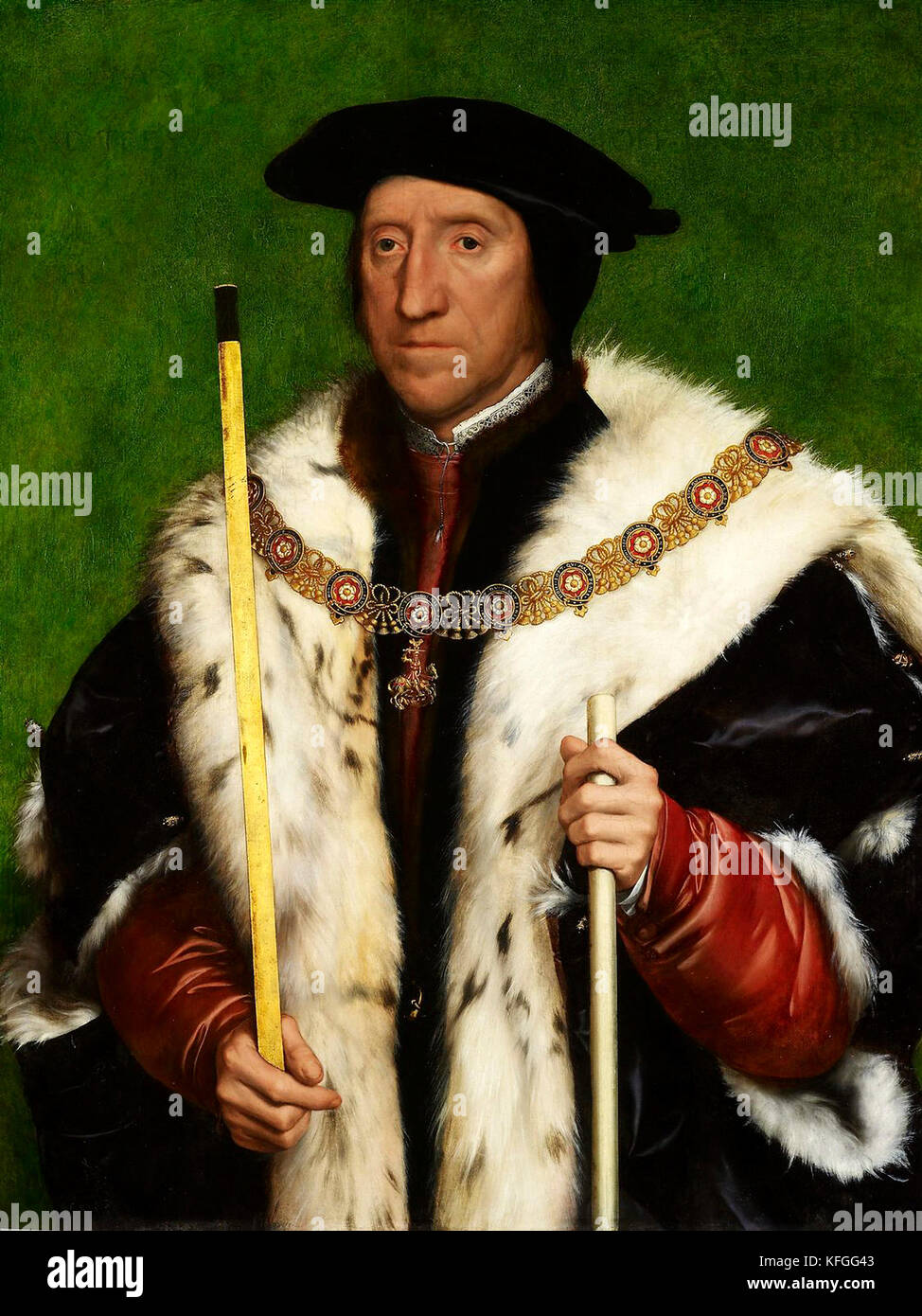 Thomas Howard, 3. Herzog von Norfolk, hält den Stab des Earl Marshals Stockfoto
