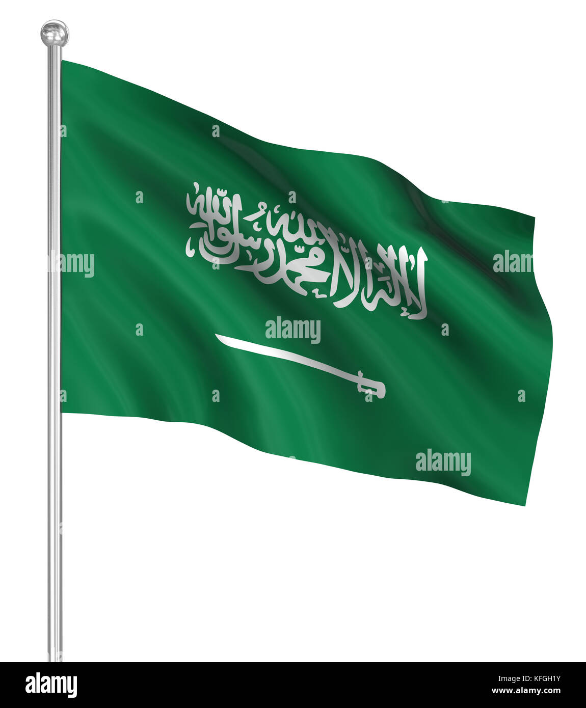 Saudi Arabien Fahne, computer generated Image. 3D-Render. Stockfoto