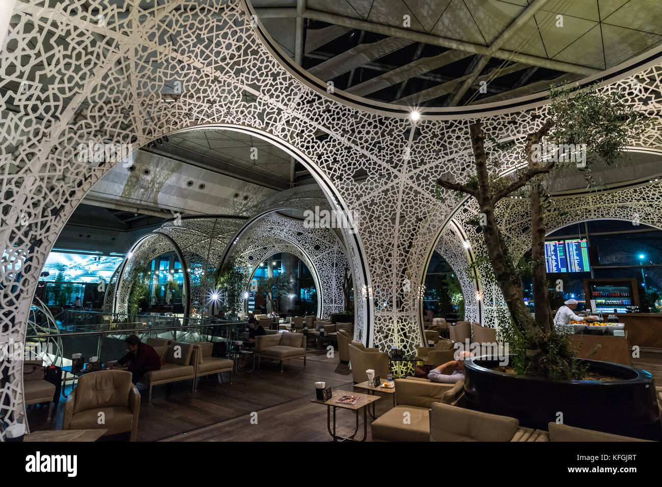 Innenraum der türkische Premier airline Lounge. Flughafen Istanbul, Türkei. Stockfoto