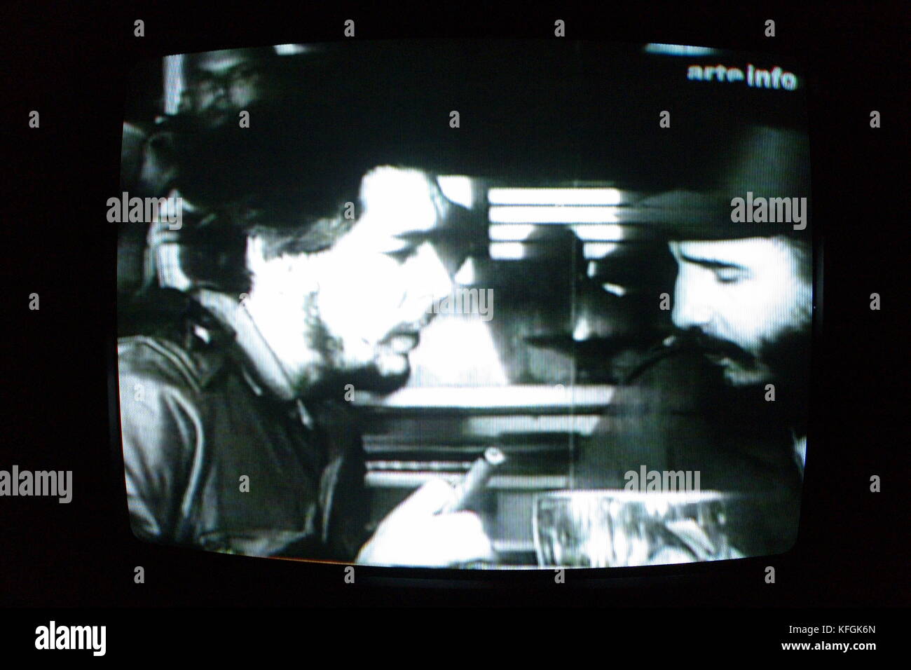 TV Untertitel zeigt Bild von Che Guevara Stockfoto