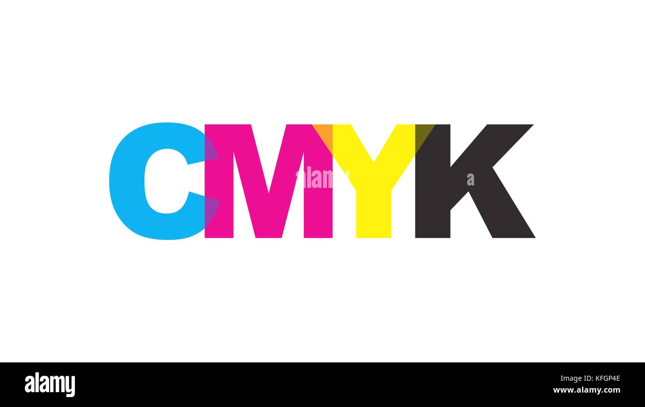 Cmyk-Farbe text logo Konzept. Vector Illustration. Stock Vektor