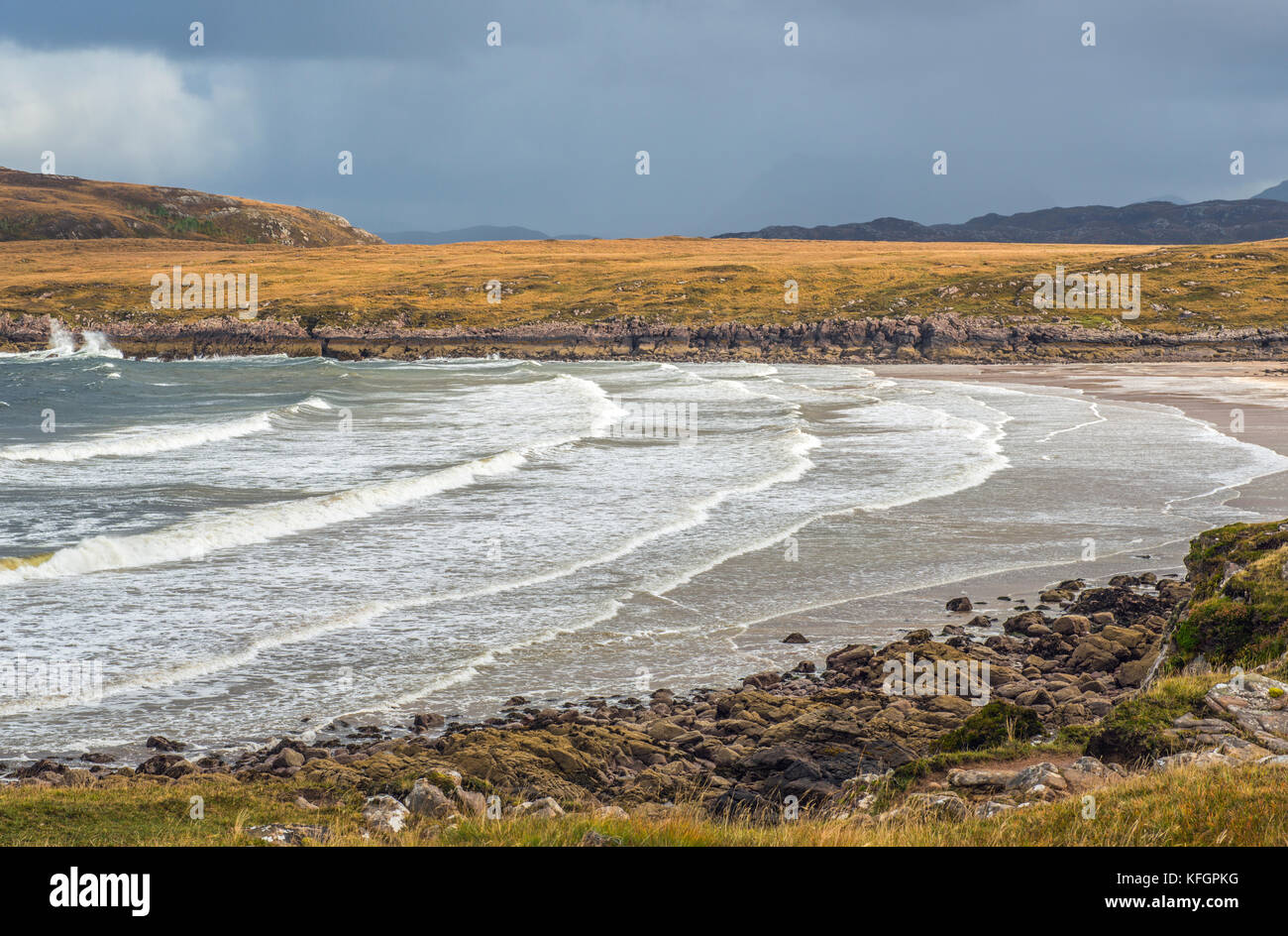 Achnahaird Beach an der Küste der Halbinsel Coigach Wester Ross, Schottland Stockfoto