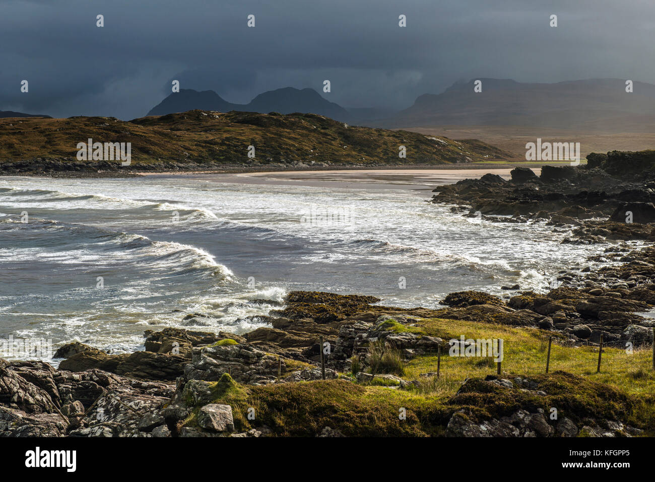 Achnahaird Beach an der Küste der Halbinsel Coigach Wester Ross, Schottland Stockfoto