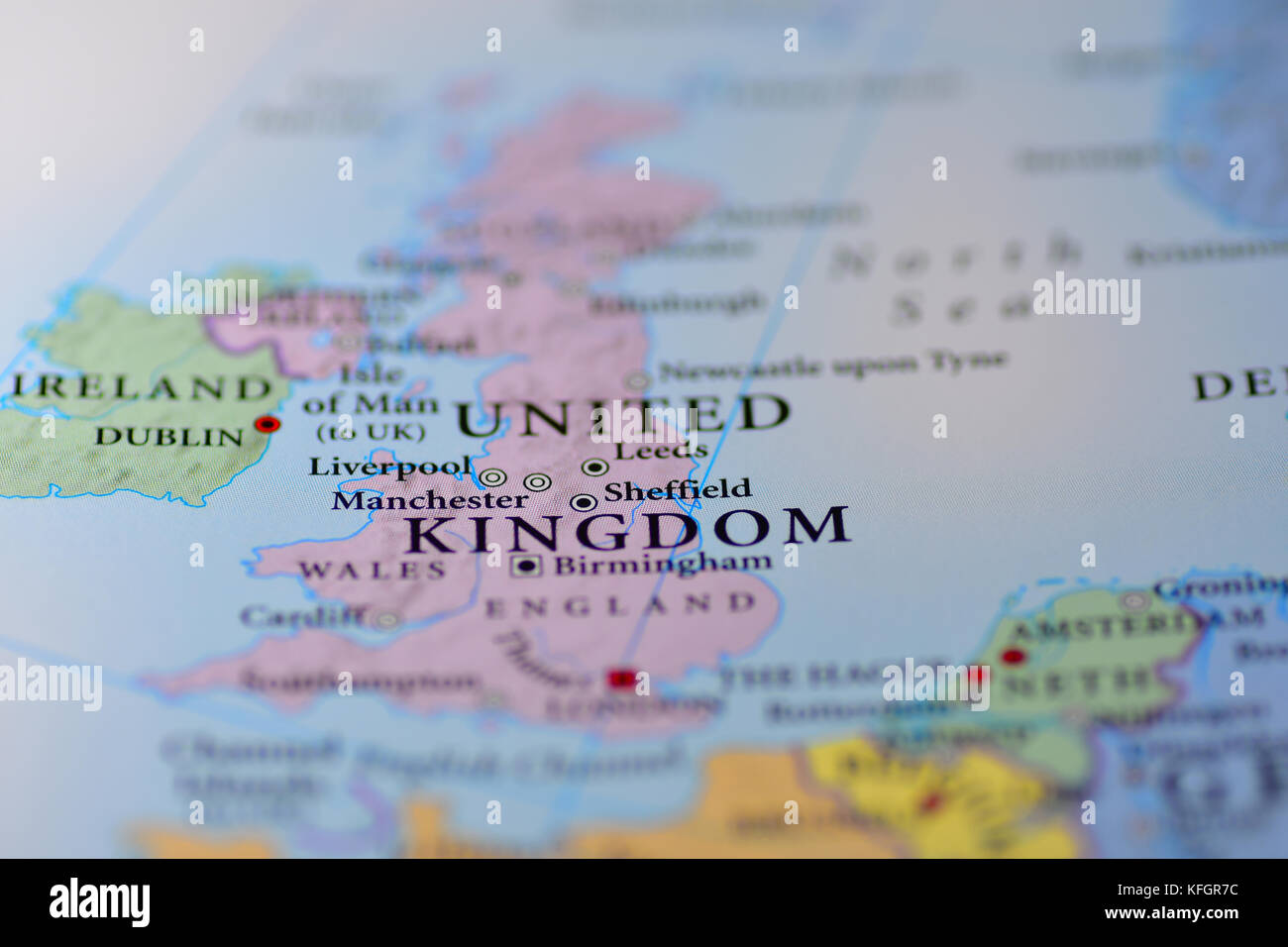 Nahaufnahme einer Karte von Großbritannien Stockfoto