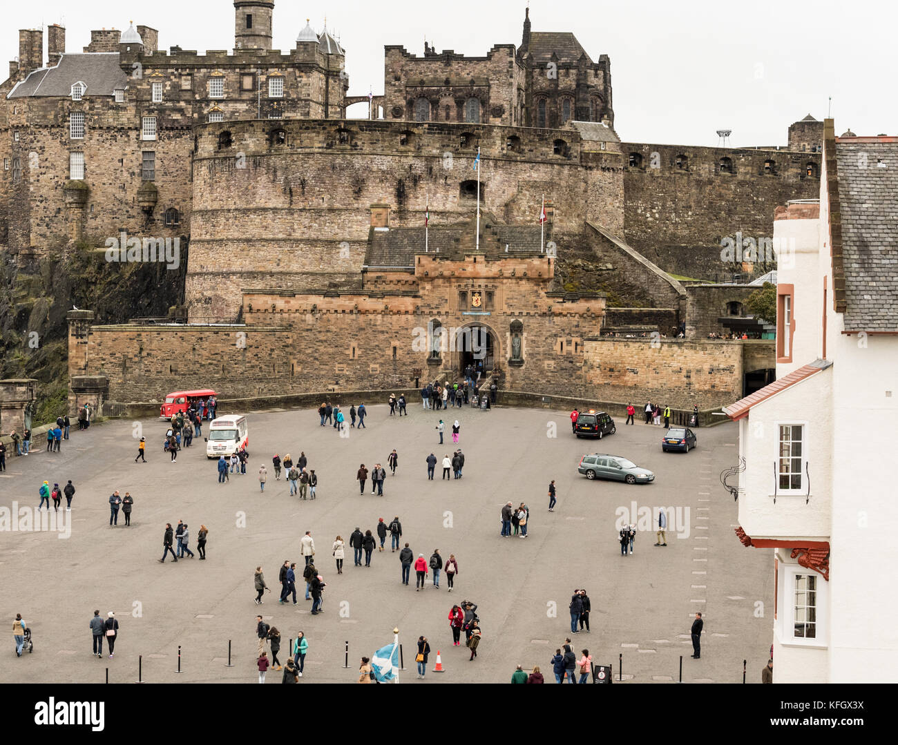 Die Burg von Edinburgh, Edinburgh, der Eingang, Von der Camera obscura Stockfoto