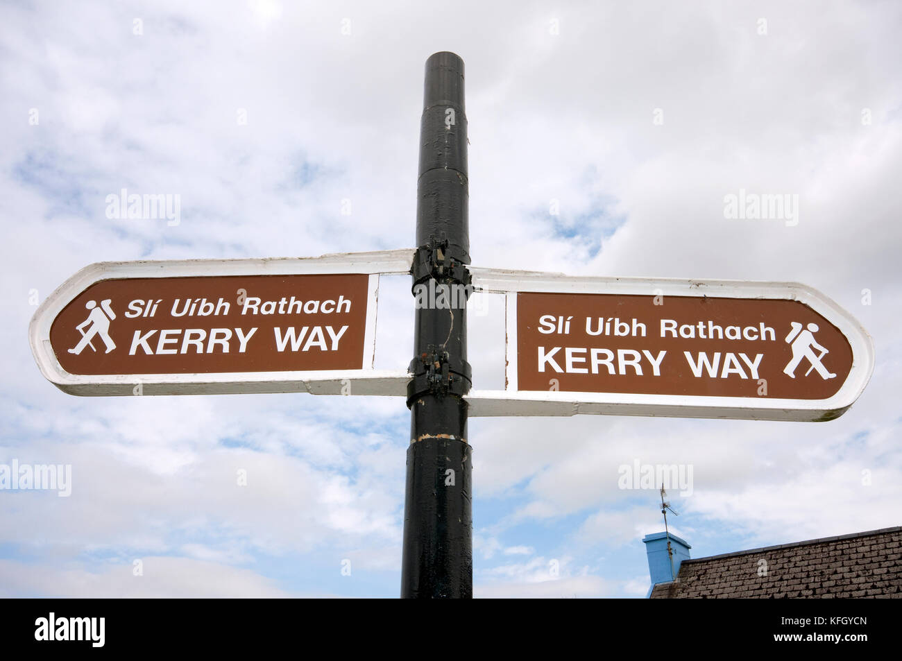 Trail Zeichen für Kerry Way, Sneem, County Kerry, Irland Stockfoto