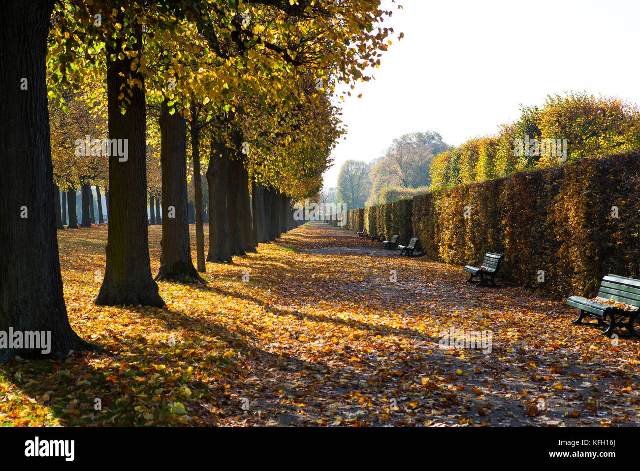 HANNOVER, DEUTSCHLAND - 19. OKTOBER 2017: Herrenhäuser Gärten in Hannover Stockfoto