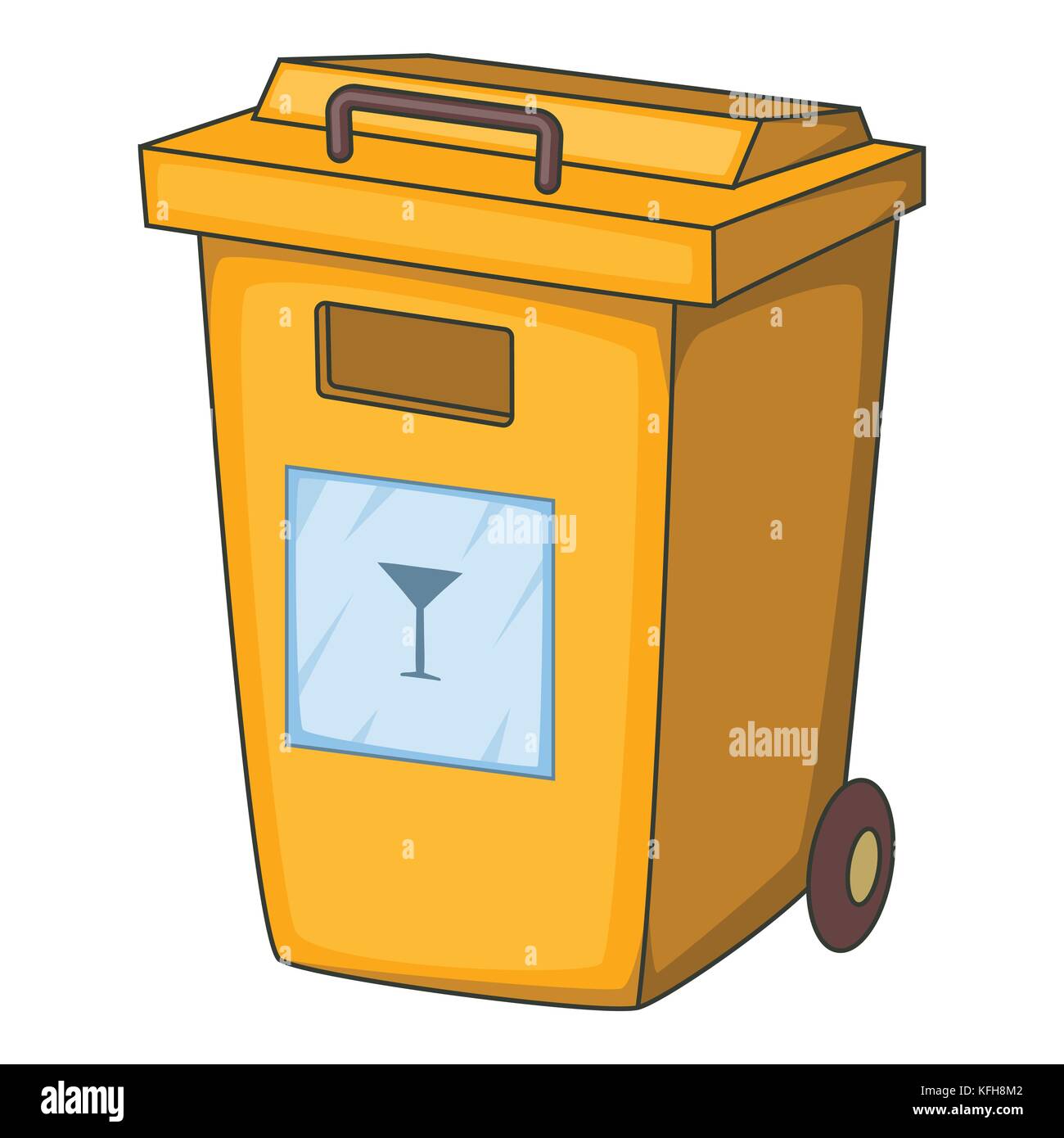 Gelbe Tonne Müll container Symbol, Cartoon Stil Stock Vektor