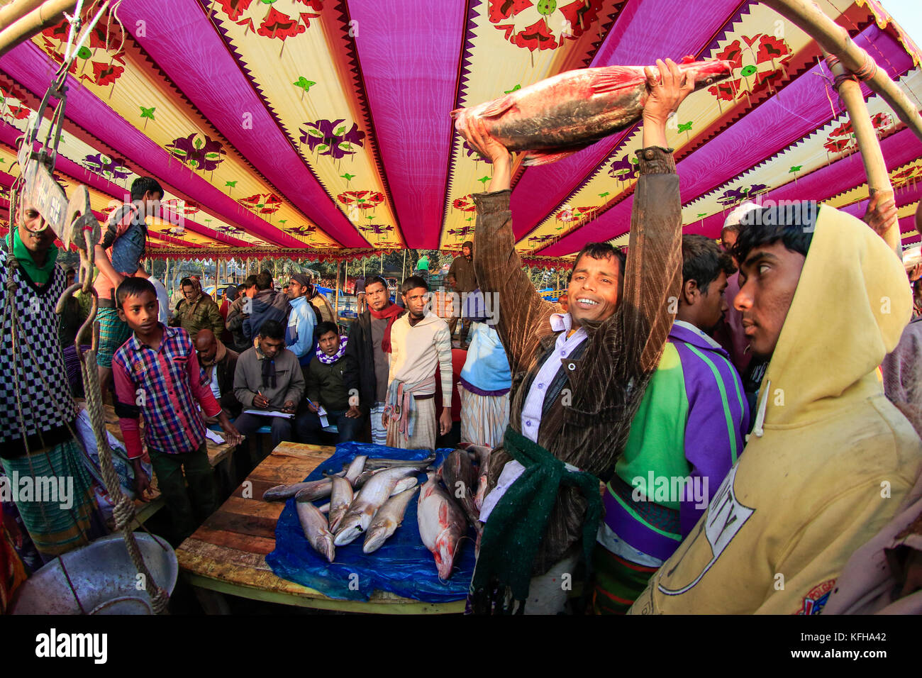 Ein Fisch an poradaha Mela garidaha Fluss in der Nähe von bogra gabtali upazila Bezirk in Bangladesch. Die wichtigsten Attraktionen dieser 150 Jahre alten tradit Stockfoto