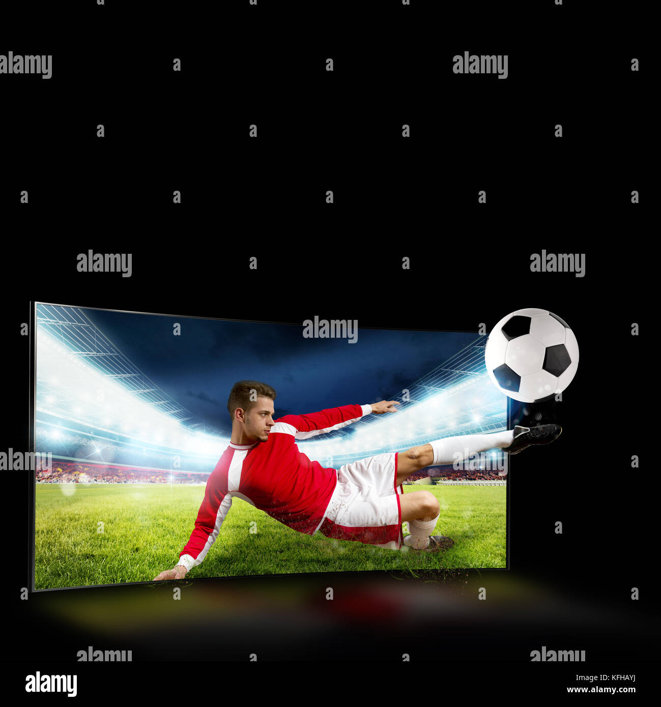 Realismus der sportlichen Bilder im Fernsehen Stockfoto