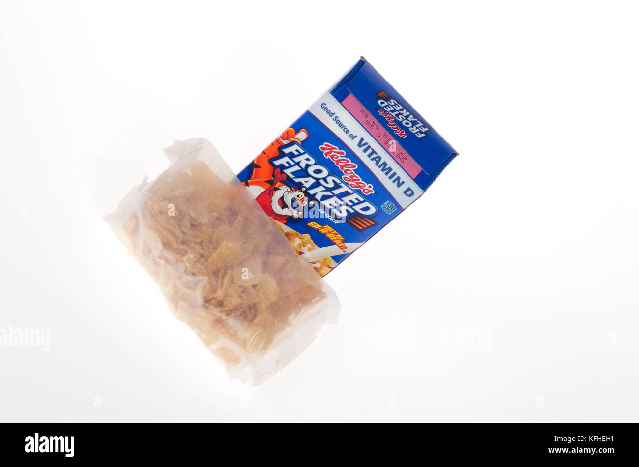 Kellogg's Frosted Flakes Müsli Box und Tasche Stockfoto