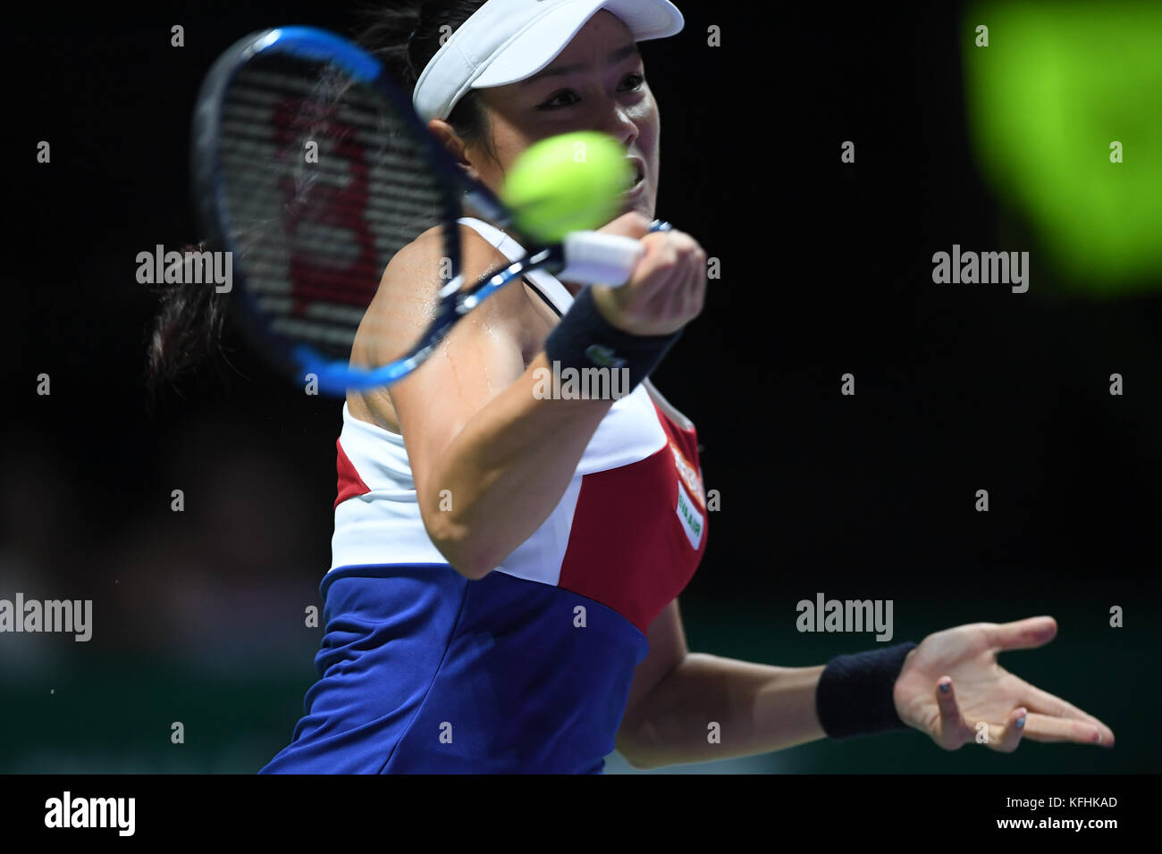 Singapur. 28 Okt, 2017. Yung-jan Chan (twn), Oct 28, 2017 - Tennis: BNP Paribas wta finale Singapur 2017 Übereinstimmung zwischen Chan Yung-Jan (twn)/Martina Hingis (Che) 0-2 Timea babos (hun)/Andrea hlavackova (Cze) an Indoor Stadium in Singapur. Credit: haruhiko Otsuka/LBA/alamy leben Nachrichten Stockfoto