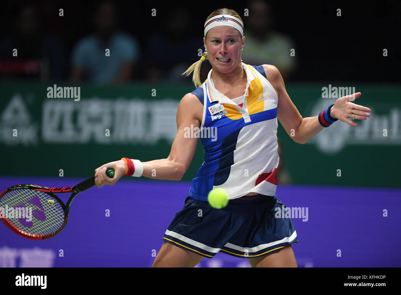 Singapur. 28 Okt, 2017. Andrea hlavackova (CZE), Oct 28, 2017 - Tennis: BNP Paribas wta finale Singapur 2017 Übereinstimmung zwischen Chan Yung-Jan (twn)/Martina Hingis (Che) 0-2 Timea babos (hun)/Andrea hlavackova (Cze) an Indoor Stadium in Singapur. Credit: haruhiko Otsuka/LBA/alamy leben Nachrichten Stockfoto