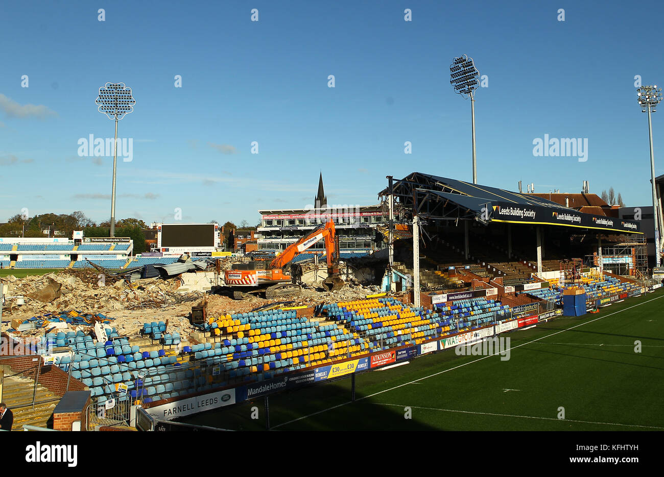 Headingley Carnegie Stadion, Leeds, Großbritannien, 29. Oktober 2017. yorkshire Carnegie vs Bedford blues rfc allgemeine Stadion Ansichten während der mehrere Millionen Pfund Stadion Sanierung vor Yorkshire Carnegie vs Bedford blues rfc während der Greene King ipa-Meisterschaft Befestigung am Headingley Leeds carnegie Stadium, Bild von Stephen gaunt/alamy leben Nachrichten Stockfoto