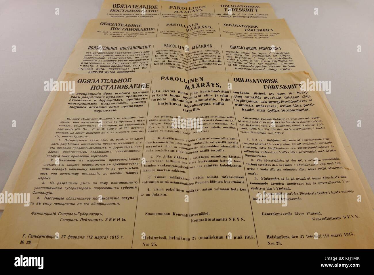 Die zweite russifizierung Politik Zeitraum in Finnland war von 1908 bis 1917. Einige russifizierung Rechtsakte wurden 1914 - 1917 Während des Zweiten Weltkriegs 1. Stockfoto