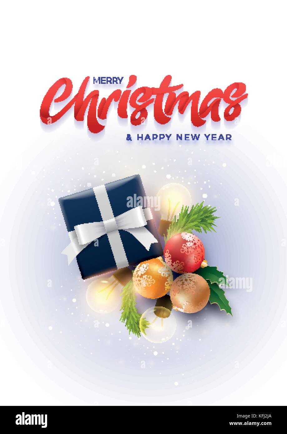 Weihnachten Dekoration, Weihnachten Geschenk Box mit magischen Lichtern. Weihnachten und neues Jahr Gruß- und Plakatgestaltung. Stock Vektor