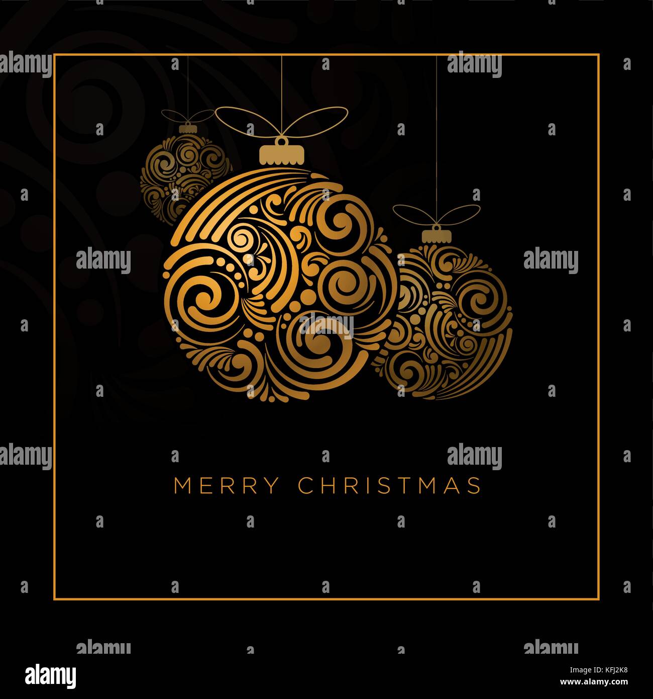 Vektor weihnachten Grußkarte Design. Abstrakte Swirl christmas Ball auf schwarzem Hintergrund. Stock Vektor