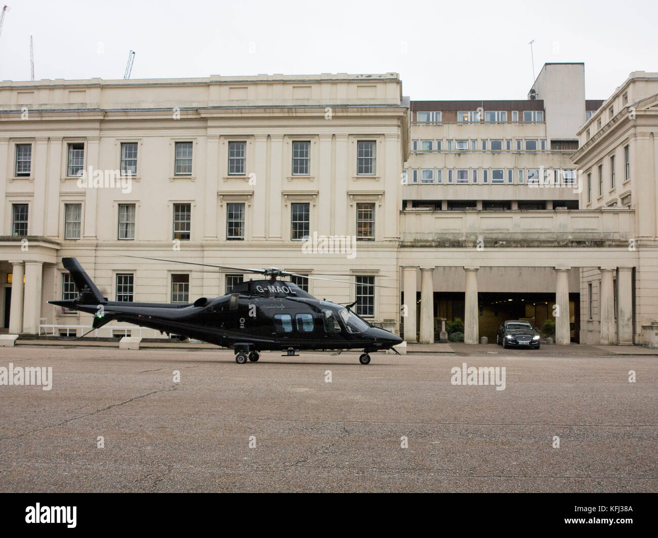 Ein Hubschrauber am Wellington barracks auf der offiziellen Wirtschaft Stockfoto