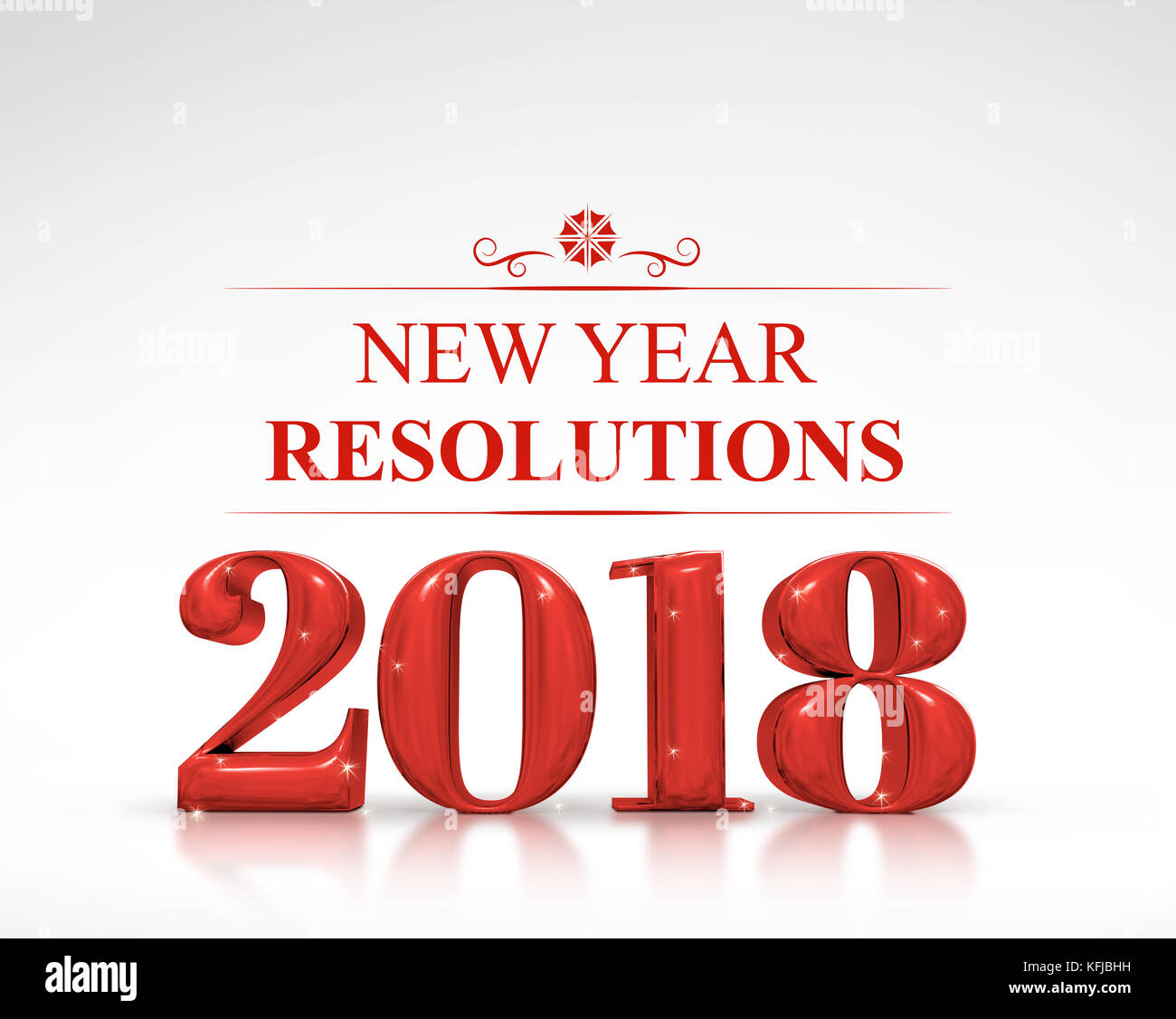 Rote Farbe 2018 Vorsätze im Neuen Jahr (3D-Rendering) auf die weiße Studio Zimmer, Holiday Card, Business Vision Stockfoto