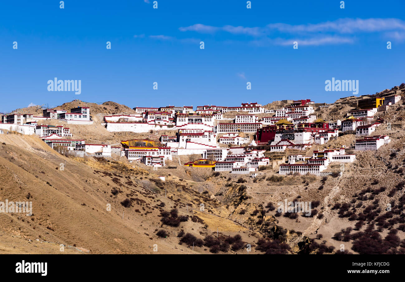 Buddhistische Kloster Ganden in der Nähe von Lhasa, Tibet. Stockfoto